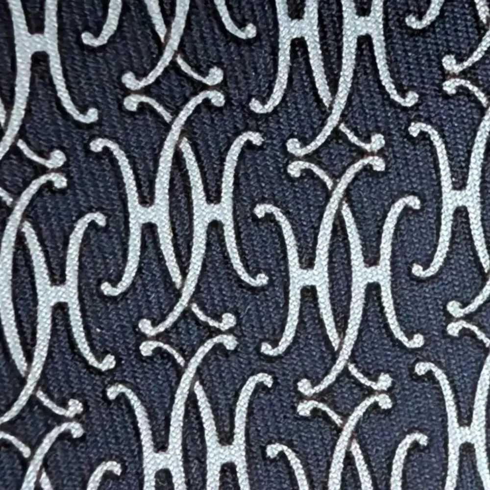 Vintage Hermès 100% Silk Men's Blue Tie With Light Blue H Designs